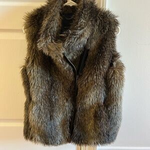 Banana Republic Faux Fur Vest in Brown Gray Tones